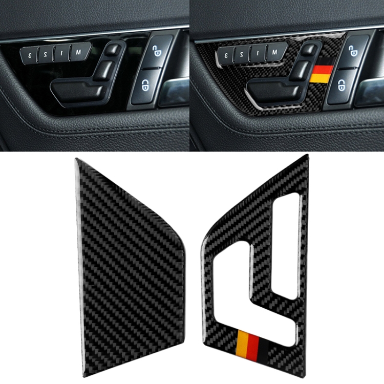 

2 PCS German Flag Car Carbon Fiber Right Drive Seat Adjustment Panel Decorative Sticker for Mercedes-Benz W204 2007-2013