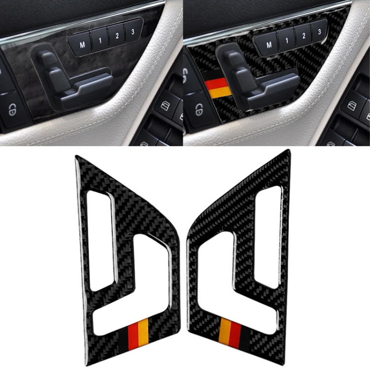 

2 PCS German Flag Car Carbon Fiber Seat Adjustment Panel Decorative Sticker for Mercedes-Benz W204 2007-2013