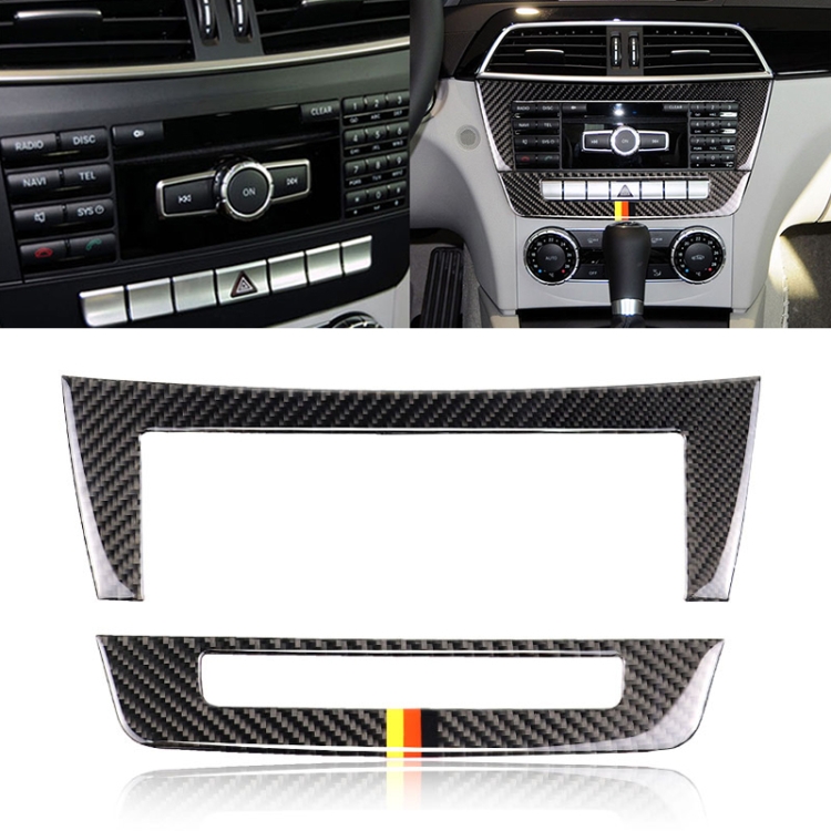 

Car German Flag Carbon Fiber Central Control CD Panel Decorative Sticker for Mercedes-Benz W204 2011-2013