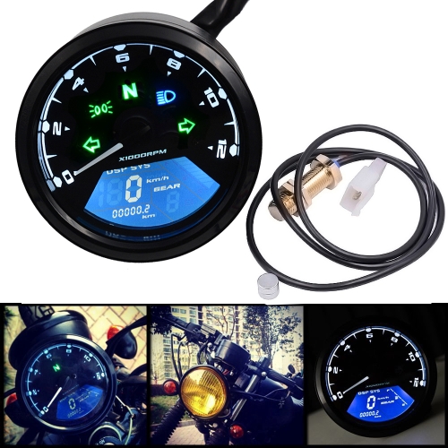 LED BacklightMotorcycle Dual Odometer Speedometer Gauge Kit Cafe Racer KIMISS 12V Universal Motorcycle Odometer