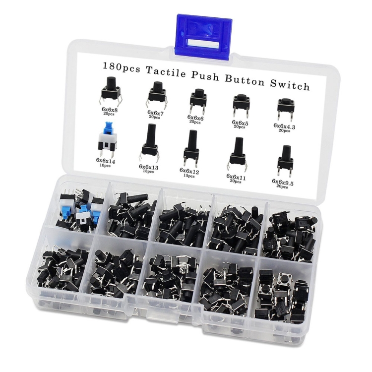 

180 PCS Tactile Push Button Switch Kit Micro Switch