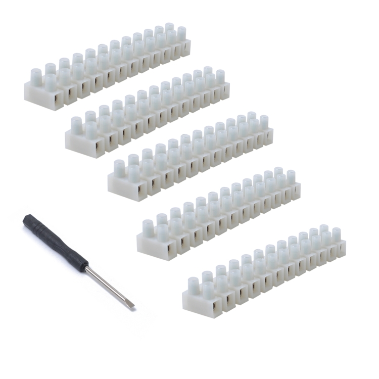 

5 PCS 2 Rows 12P Wire Connector Screw Terminal Barrier Block 300V 20A with Screwdriver