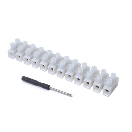 

12 Position Barrier Screw Terminal Block Wire Dual Row Connector Strip 300V 50A with Screwdriver