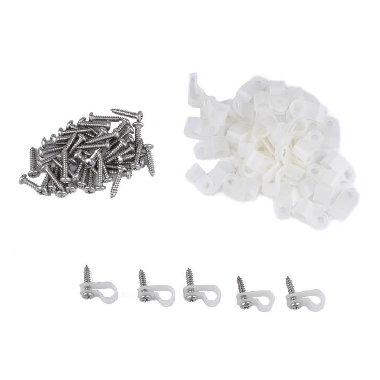 

50 PCS 5/16 inch Rope Light R-Style Mounting Clips with Stainless Screws and Number Tube Cable Marker