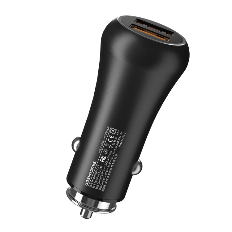 

WK WP-C23 Aerolite QC3.0 Dual USB Car Charger (Black)