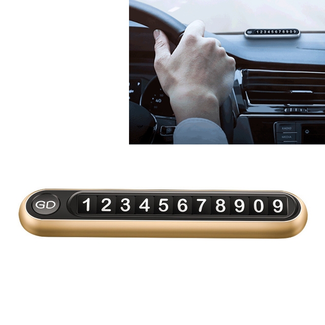 

Hidden Number Metal Car Temporary Parking Number Plate Parking Card (Gold)