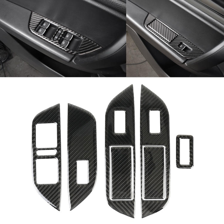 

5 PCS Car Carbon Fiber Window Lift + Trunk Button Panel Decorative Sticker for Volkswagen Touareg