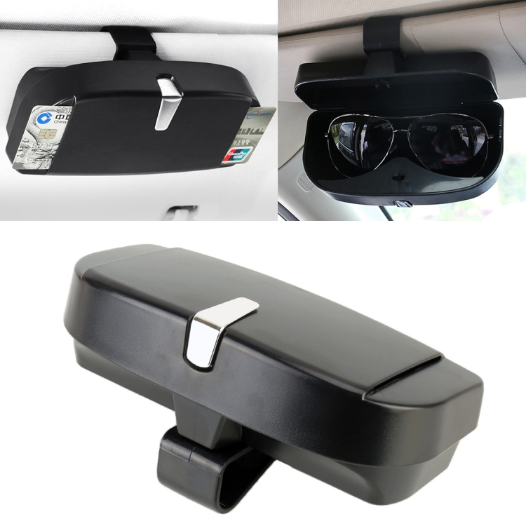 

Car Multi-functional Glasses Case Sunglasses Box with Card Slot, Flat Style (Black)