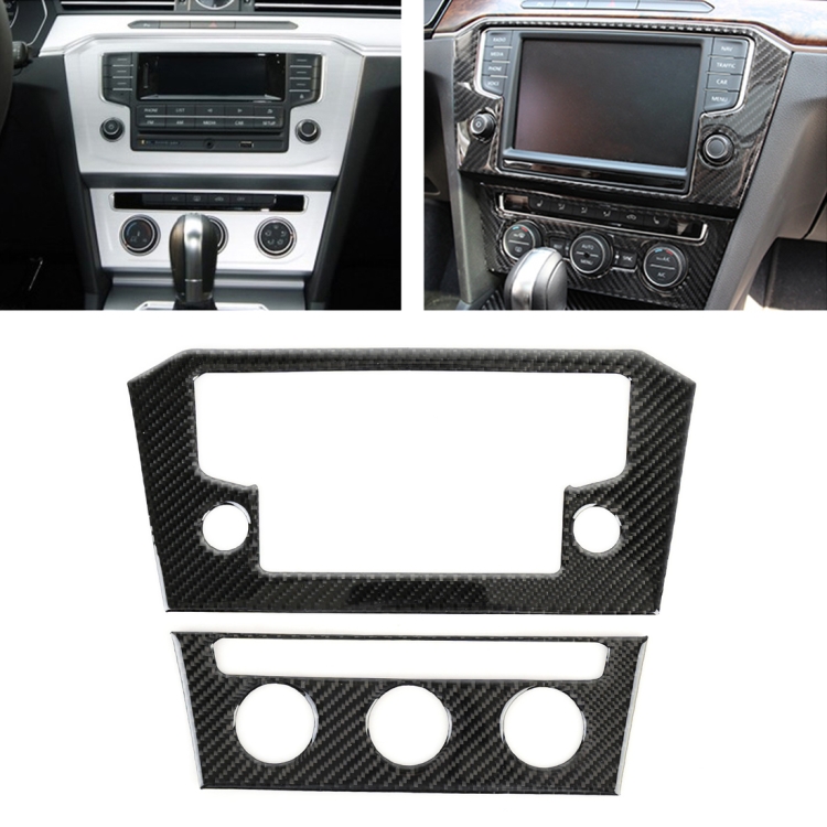 

2 PCS Car Carbon Fiber Central Control Air Conditioning Panel Decorative Sticker for Volkswagen New Magotan