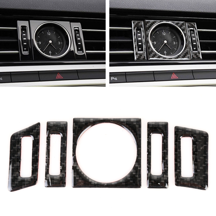 

5 PCS Car Carbon Fiber Quartz Clock Decorative Sticker for Volkswagen New Magotan