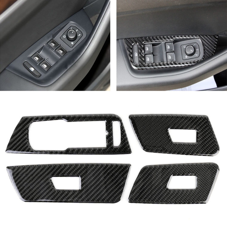

4 PCS Car Carbon Fiber Door Window Lift Panel Decorative Sticker for Volkswagen New Magotan