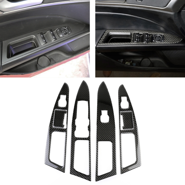

6 PCS Car Carbon Fiber Window Lift Panel ecorative Sticker for Ford New Mondeo