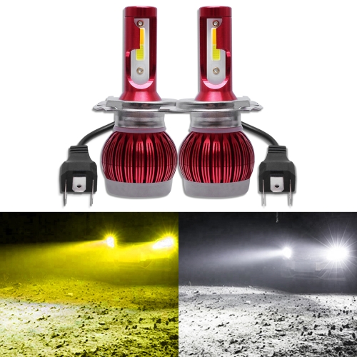 

2 PCS H4 DC9-36V / 36W / 6000K(High Beam) 3000K(Low Beam) / 8000LM IP68 Car Double Color LED Headlight Lamps