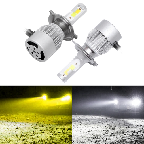 

2 PCS H4 DC9-36V / 36W / 6000K(High Beam) 3000K(Low Beam) / 8000LM IP68 Car Double Color LED Headlight Lamps