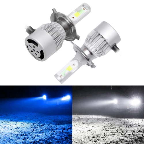 

2 PCS H4 DC9-36V / 36W / 6000K(High Beam) 8000K(Low Beam) / 8000LM IP68 Car Double Color LED Headlight Lamps