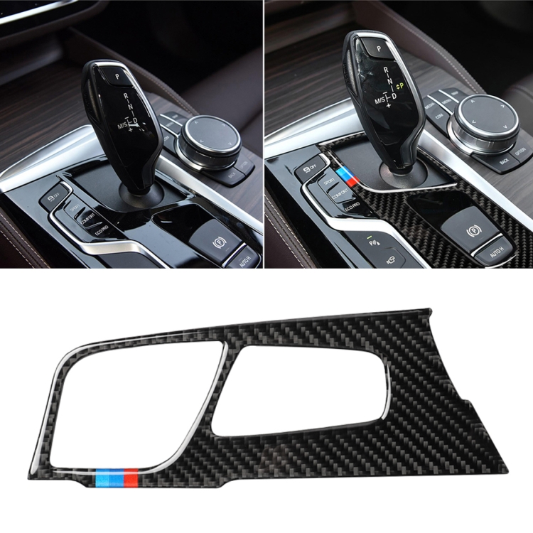 

Car Tricolor Carbon Fiber Gear Position Panel Decorative Sticker for BMW 5 Series G38 528Li / 530Li / 540Li 2018