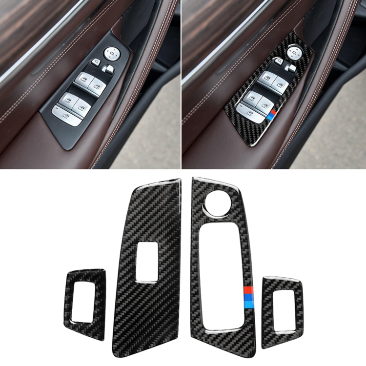 

Car Tricolor Carbon Fiber Door Window Lift Panel Decorative Sticker for BMW 5 Series G38 528Li / 530Li / 540Li 2018