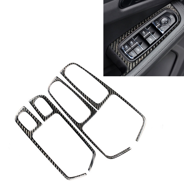 

4 PCS Carbon Fiber Car Window Button Panel Decorative Sticker for Porsche Macan