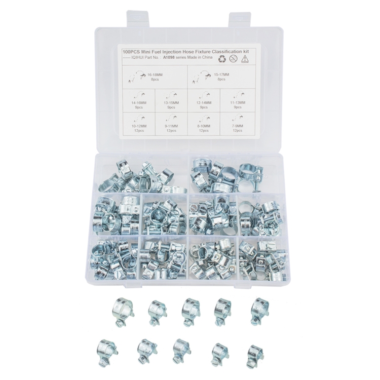 

100 PCS Mini Fuel Injection Style Hose Clamp Water Pipe Clamps