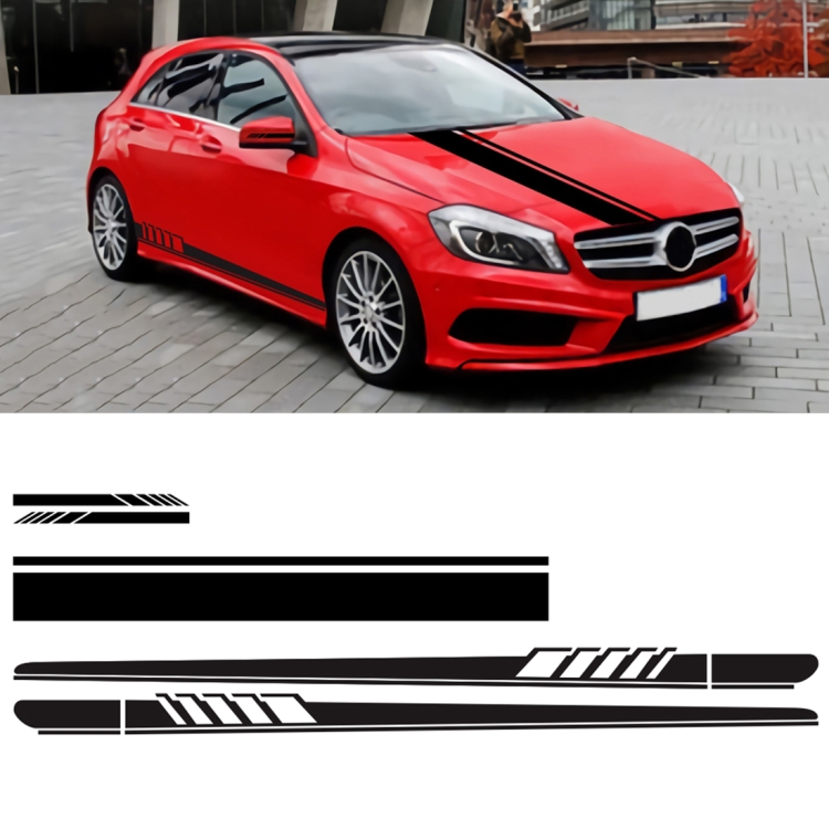

5 in 1 Car Styling Stripe Hood PVC Sticker Auto Decorative Sticker (Black)