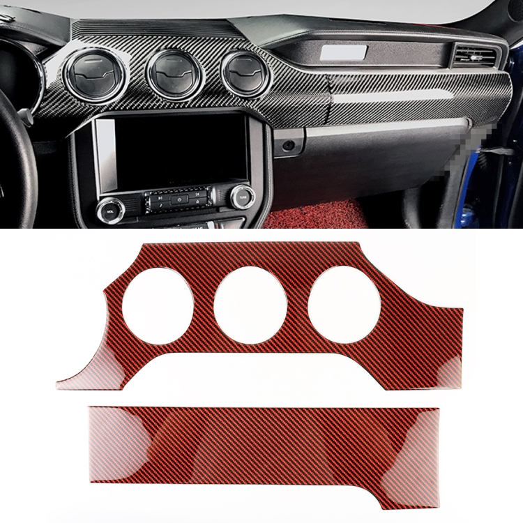 

2 in 1 Car Carbon Fiber Dashboard Cover Panel Decorative Sticker for Ford Mustang