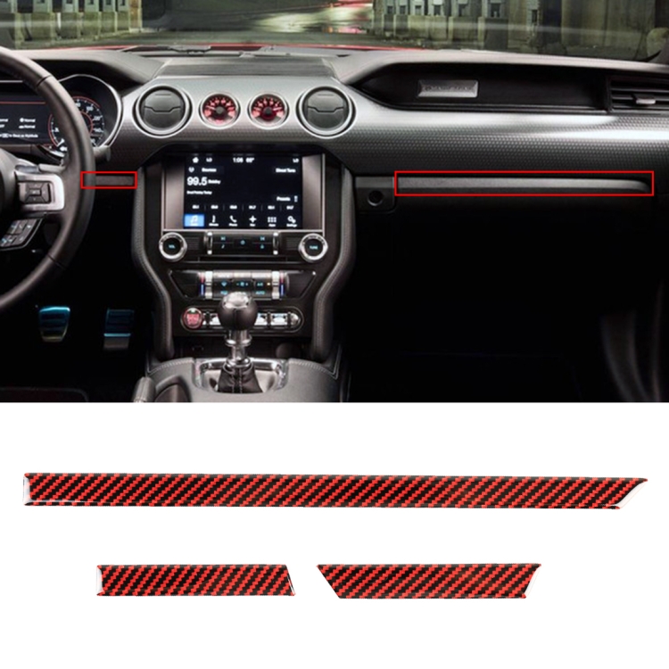 

3 in 1 Car Carbon Fiber Center Console Decorative Stripe for Ford Mustang