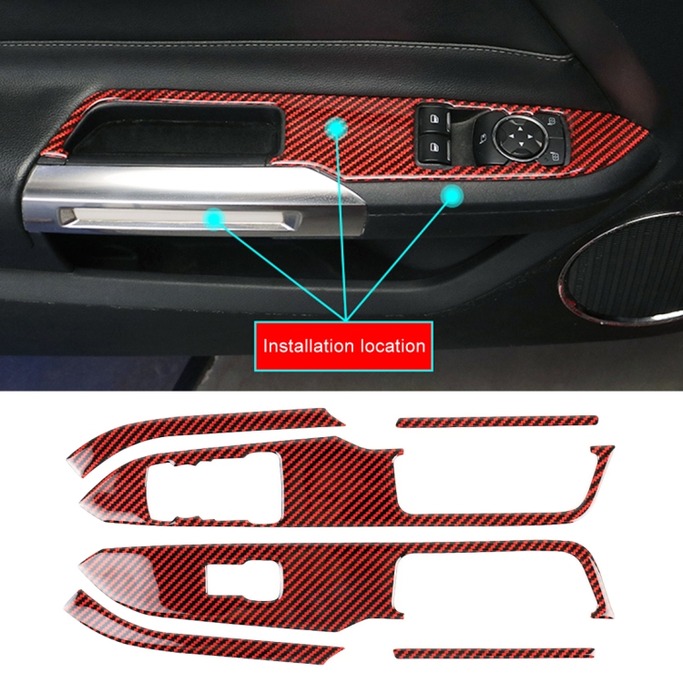 

6 in 1 Car Carbon Fiber Window Lift Panel Decorative Sticker for Ford Mustang