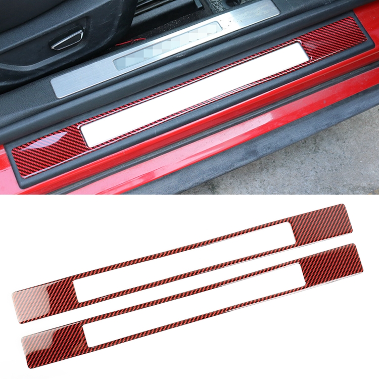 

2 in 1 Car Carbon Fiber Welcome Pedal Outer Frame Decorative Sticker for Ford Mustang