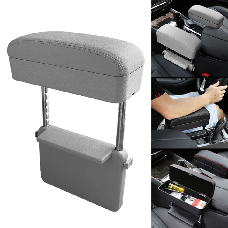 

Universal Car PU Leather Wrapped Armrest Box Cushion Car Armrest Box Mat with Storage Box (Grey)
