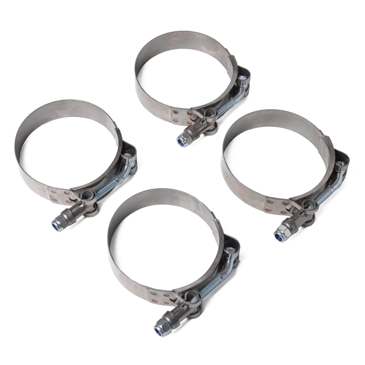 

4 PCS Stainless Steel T-Bolt Hose Clamps Pipe Clip Fuel Line Clip, Size: 57-65mm