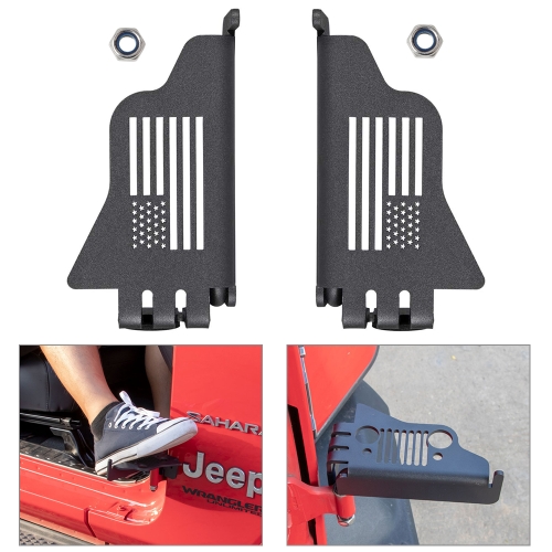 

2 PCS XBL058 USA Flag Style Car Side Door Hinge Foot Pedal for Jeep Wrangler JK JKU JL JLU (2007-2020)(Black)