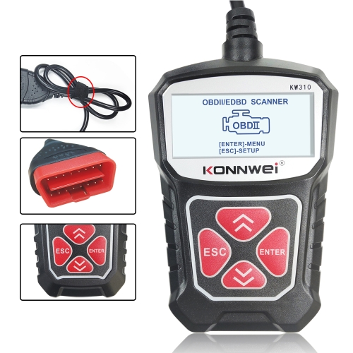 

KONNWEI KW310 OBD Car Fault Detector Code Reader ELM327 OBD2 Scanner Diagnostic Tool(Black)