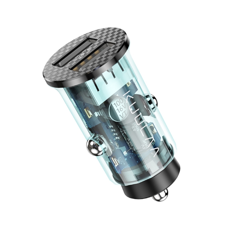 

KUULAA KL-CD09 17W 5V 3.4A Dual USB Ports Transparent Mini Car Charger(Blue)