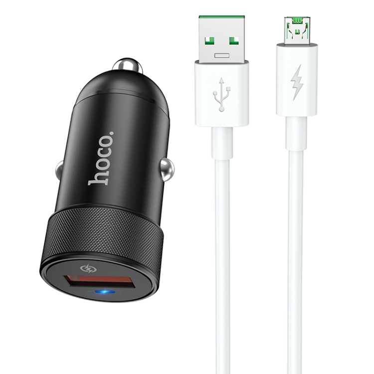 

HOCO Z32A 18W Micro USB 7 Pin Interface Flash Power Fully Compatible Car Charger + Micro USB 7 Pin Cable Set(Black)