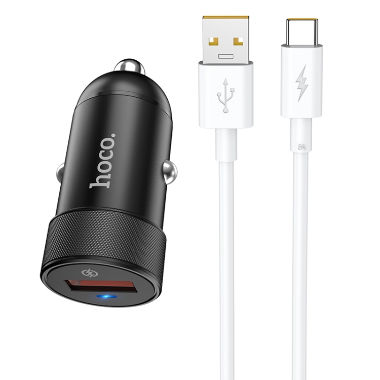 

HOCO Z32A 18W USB-C / Type-C Interface Flash Power Fully Compatible Car Charger + USB-C / Type-C Cable Set (Black)
