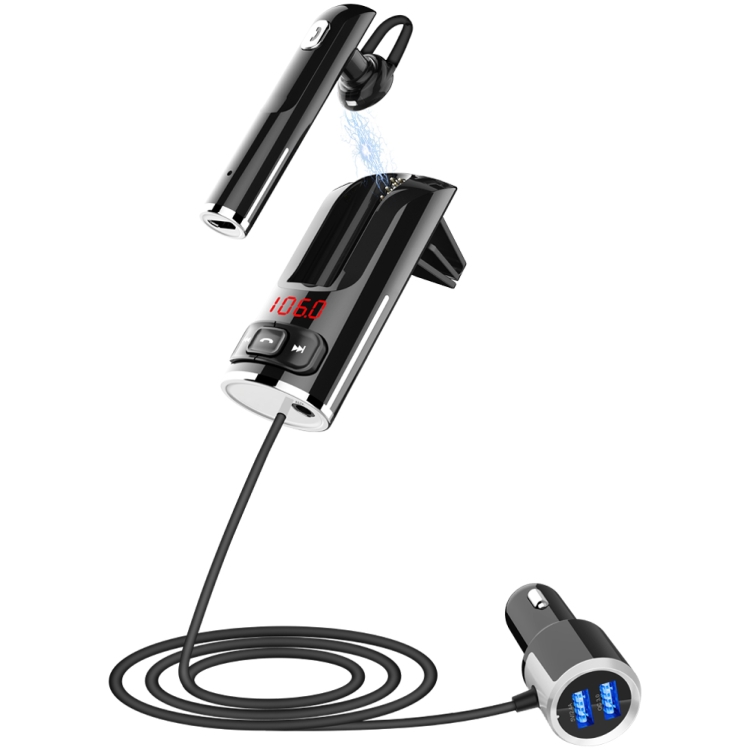 

BC46 Bluetooth 5.0 Multi-function Car Bluetooth Earphone, Support Private Call & AUX Output & Dual USB Charging