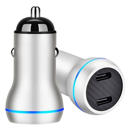 

ACC-580 PD 40W Dual Type-C / USB-C Ports Fast Charging Car Charger(Silver)