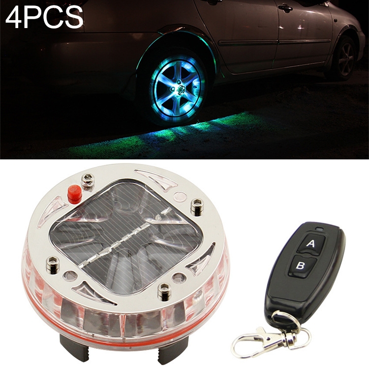 

4 PCS Solar LED Car Tire Decoration Flashing Lights Colorful Wheels Hub Atmosphere Lights Infrared Remote Control