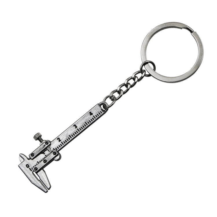 

5 PCS Mini Vernier Caliper Keychain Key Rings (Silver)