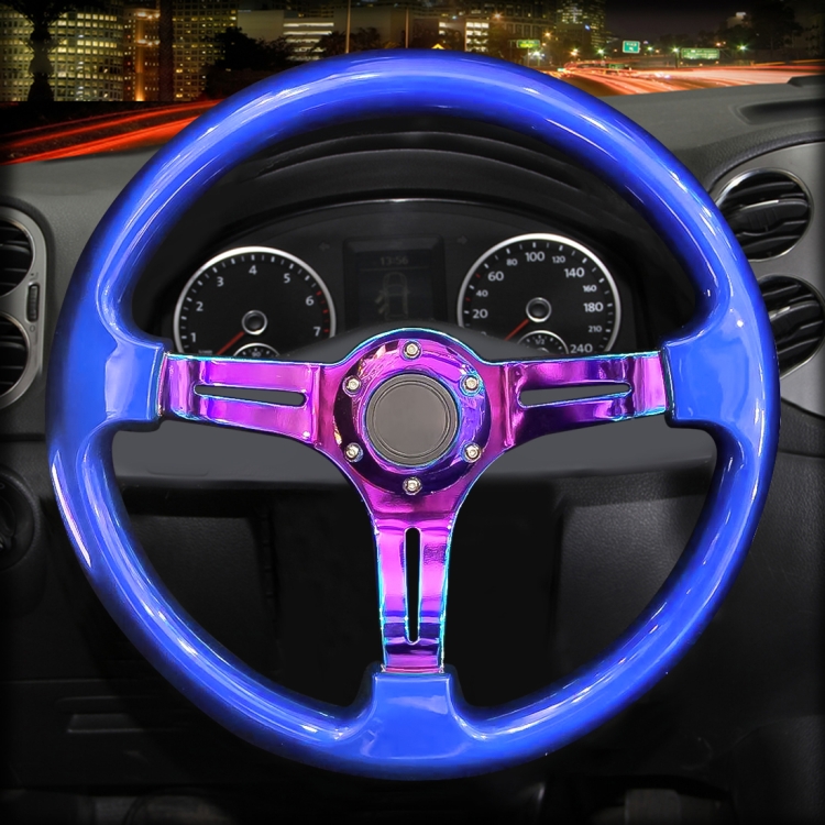 

Car Colorful Modified Racing Sport Horn Button Steering Wheel, Diameter: 34.6cm (Blue)