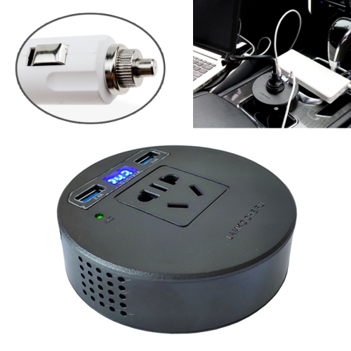 

120W DC 12V to AC 220V Car Multi-functional Power Inverter 2 USB Ports Charger Adapter (Black)