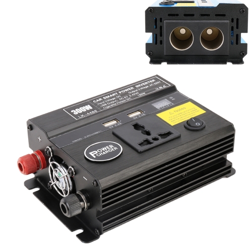 

300W DC 12V to AC 220V Car Multi-functional 4488 Smart Power Inverter(Black)