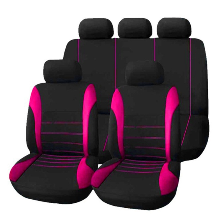 

9 in 1 Universal Four Seasons Anti-Slippery Cushion Mat Set for 5 Seat Car, Style: Stitches (Pink)