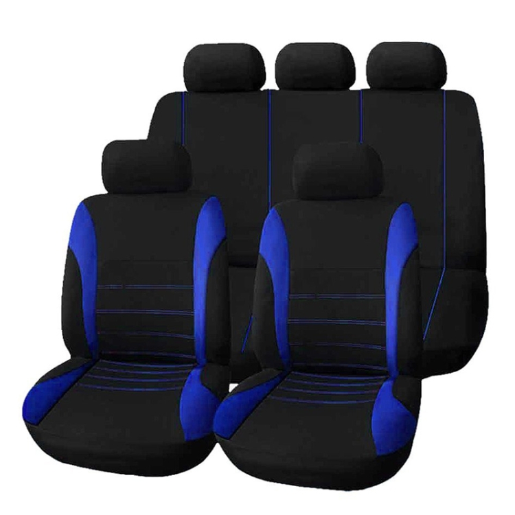 

9 in 1 Universal Four Seasons Anti-Slippery Cushion Mat Set for 5 Seat Car, Style: Stitches (Blue)