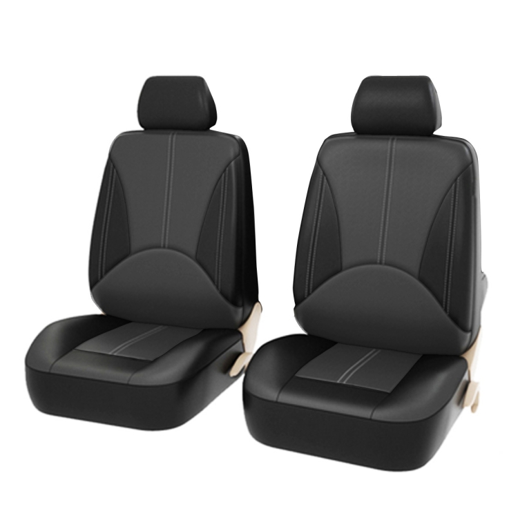 

4 in 1 Universal PU Leather Four Seasons Anti-Slippery Front Seat Cover Cushion Mat Set for 2 Seat Car (Grey)