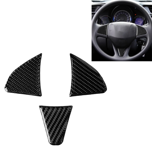 

3 in 1 Car Carbon Fiber Steering Wheel Button Decorative Sticker for Honda Fit, Left and Right Drive Universal