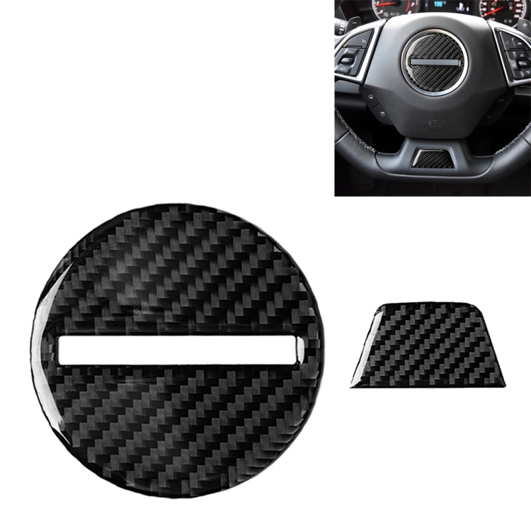 

2 in 1 Car Carbon Fiber Steering Wheel Button Decorative Sticker for Chevrolet Camaro 2017-2019, Left and Right Drive Universal