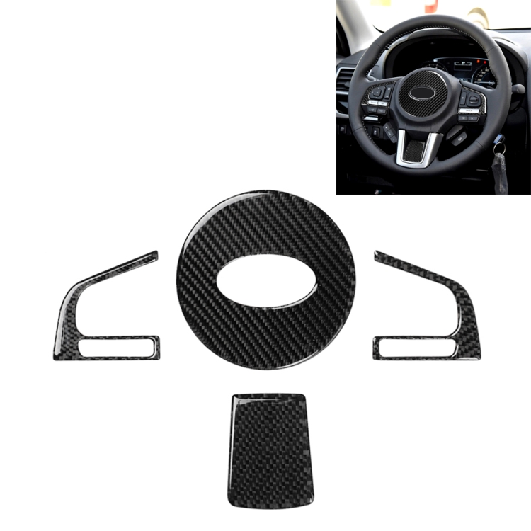 

4 in 1 Car Carbon Fiber Solid Color Steering Wheel Button Decorative Sticker for Subaru Forester 2016-2018, Left and Right Drive Universal