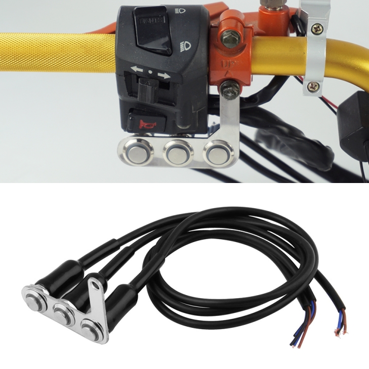 

Motorcycle Switch Handlebar Adjustable Mount Waterproof Switches 3 Buttons for Headlight Horn Turn Signle with LED