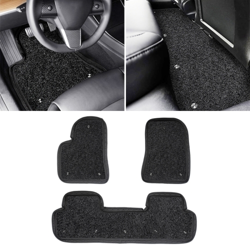 

3 in 1 Car Double Anti-skid Wired Ring Foot Mat for Tesla Model 3 (Black)